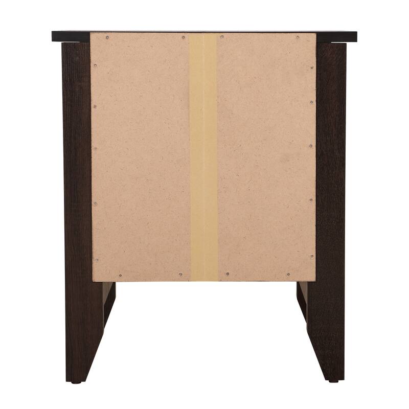 Modern 21-in Metal Hand Holder Single-Drawer Wood Nightstand with Open Rack