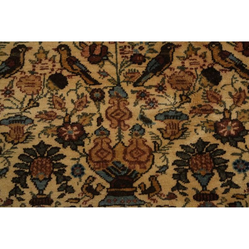 Hand Knotted Oriental 100% Wool Carpet Traditional All-Over Beige & Ivories Qum Area Rug - 10' 6'' X 8' 1''