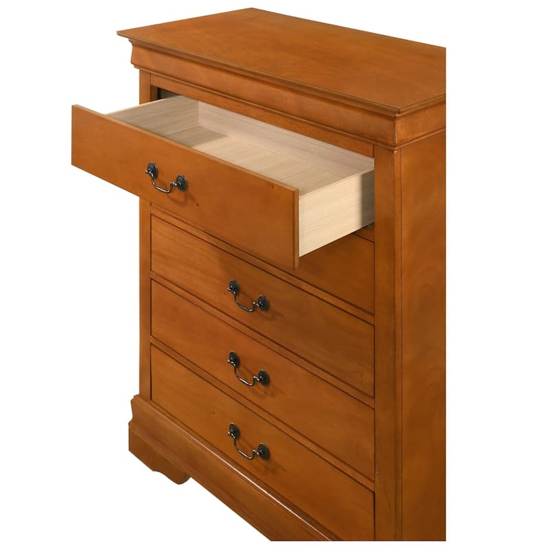 5-Drawer Wooden Bedroom Chest - 48" - Tawny Brown