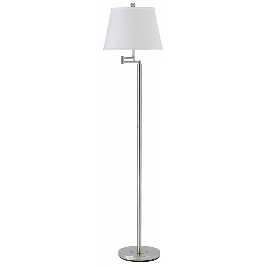 HomeRoots 60" Nickel Swing Arm Floor Lamp With White Square Shade - 14