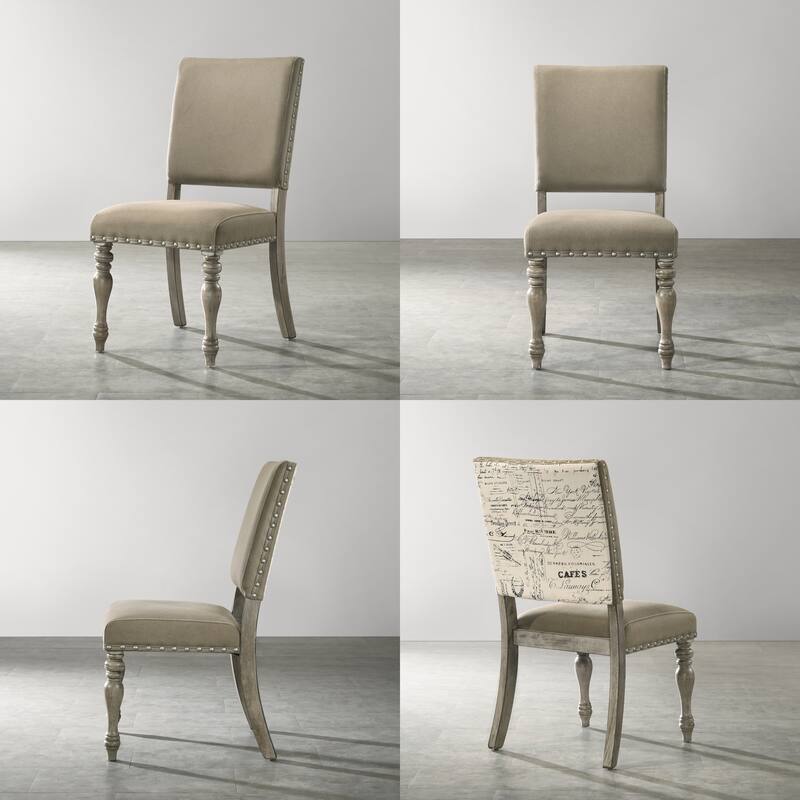 Roundhill Furniture Birmingham 7-Piece Dining Set, Extendable Table with Nailhead Chairs, Driftwood Finish