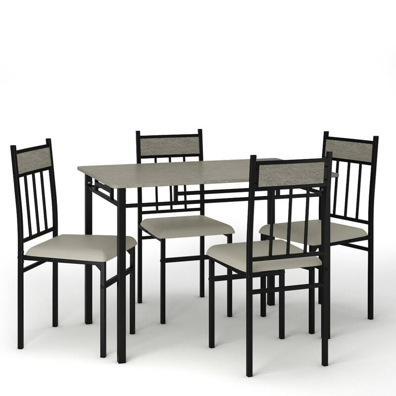 5-Piece Faux Marble Dining Table Set