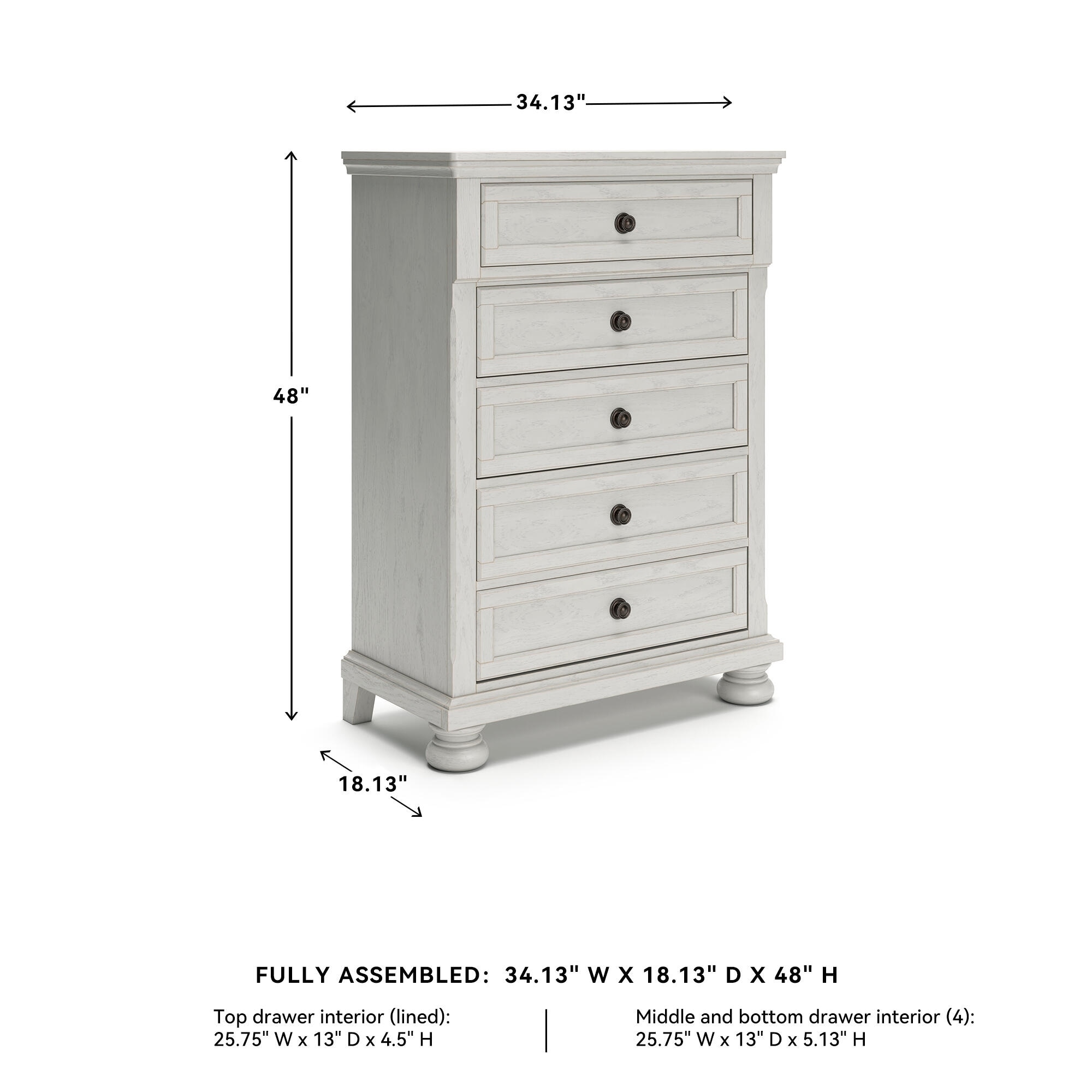 fully assembled white dresser ZORPLIX 10 Drawer for Bedroom, 55" Long High Gloss Dresser, The spacious 47.2 inch x 15.3 inch countertop is ideal for lamps Signature Design by Ashley Robbinsdale