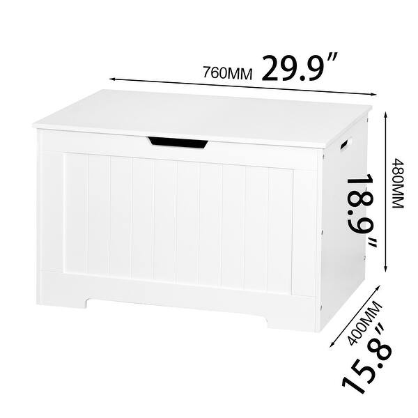 White Lift Top Entryway Storage Chest/Bench W/ 2 Safety Hinge, Wooden