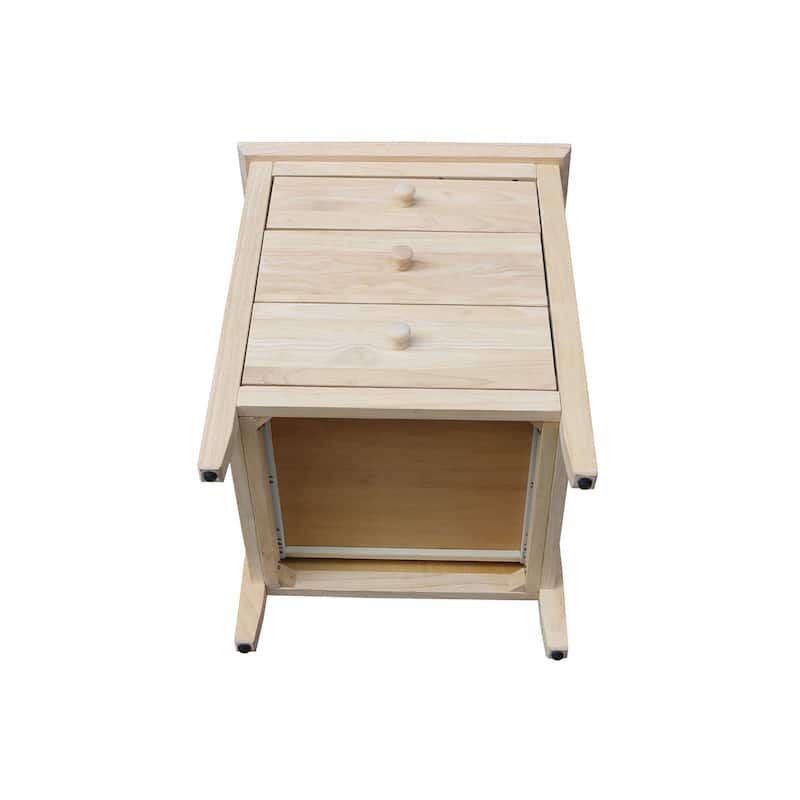 International Concepts Solid Wood Bedroom Nightstand with 3 Drawers