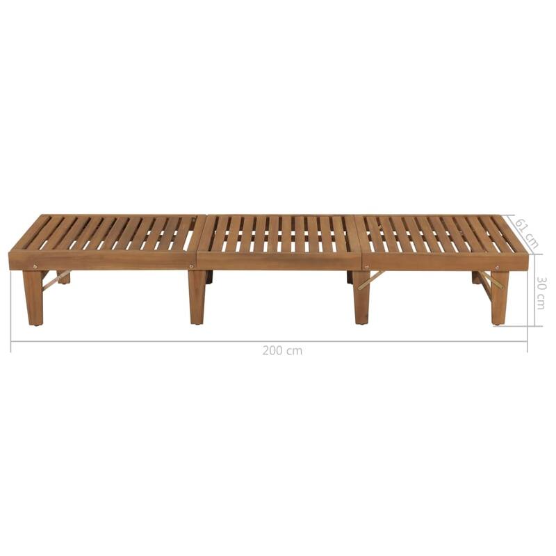 vidaXL Patio Lounge Chair with Cushion Folding Sunlounger Solid Acacia Wood - 78.7" x 24" x 11.8"/33.9"