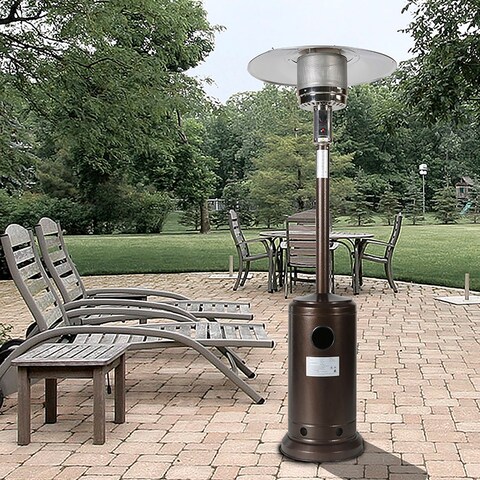 46000BTU Propane Stainless Steel Mushroom Outdoor Patio Heater, with Two Smooth-rolling Wheels with Round Side Table