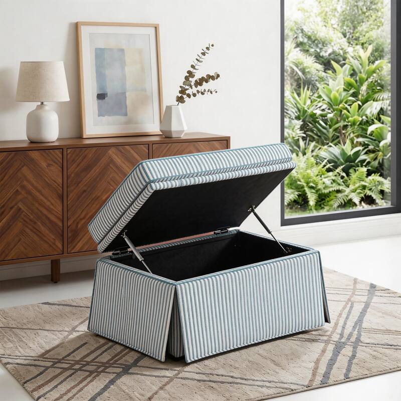 Skirted Rectangular Flip-Top Storage Ottoman