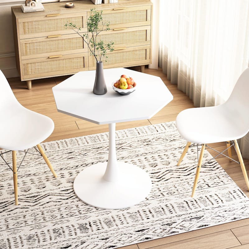 Sleek Octagonal Coffee Table with Printed Marble Top