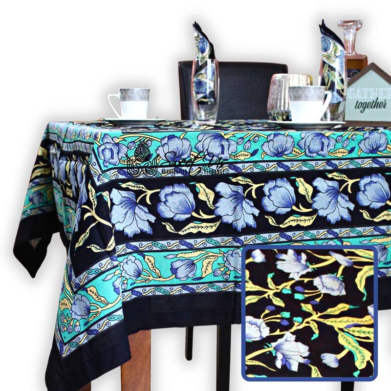 Affluent French Country Floral Cotton Tablecloth Square, Rectangle