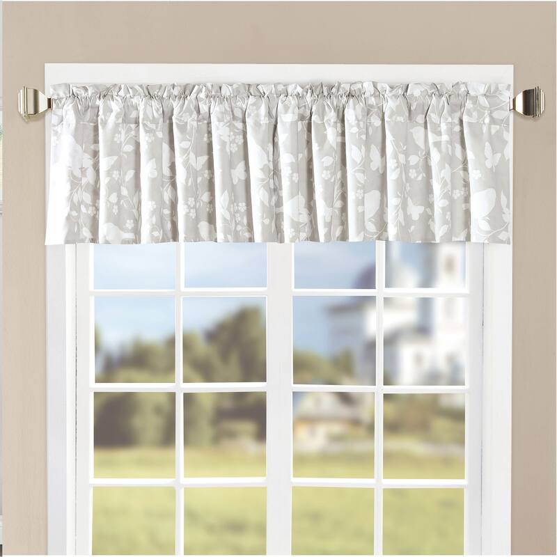 Serenta Printed Bird Song Valance - 60" x 18" - 60" x 18" - Grey