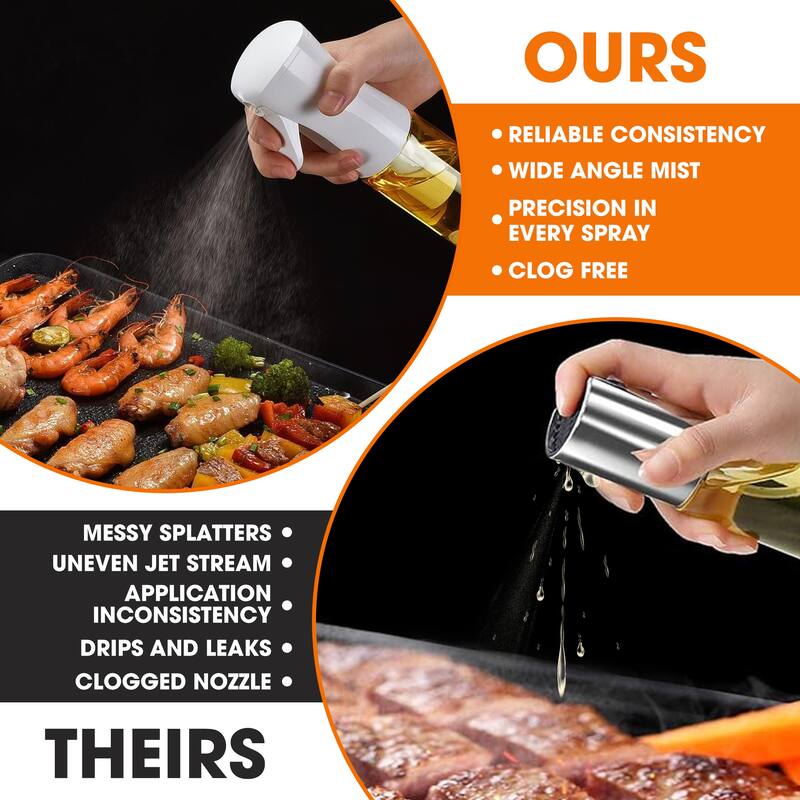 Cheer Collection Set of 2 Multi-Use Glass Oil Sprayer Bottles