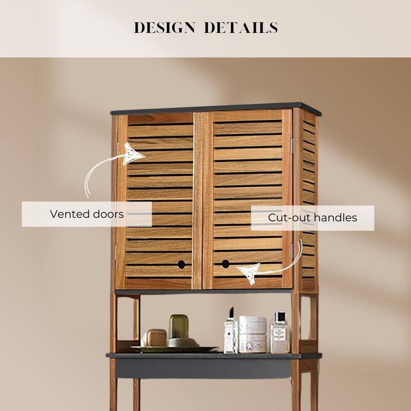 Over The Toilet Storage Cabinet with Double Vented Doors - 69" H x 24"L x 9" D
