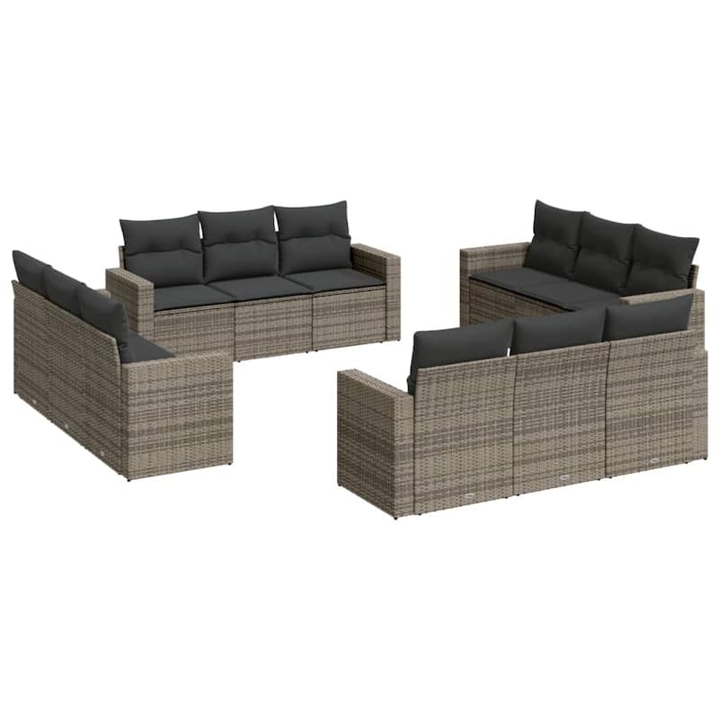vidaXL Garden Sofa Set Grey PE Rattan Large Modular Garden Sofa Set - 24.4 x 25.8 x 27.2