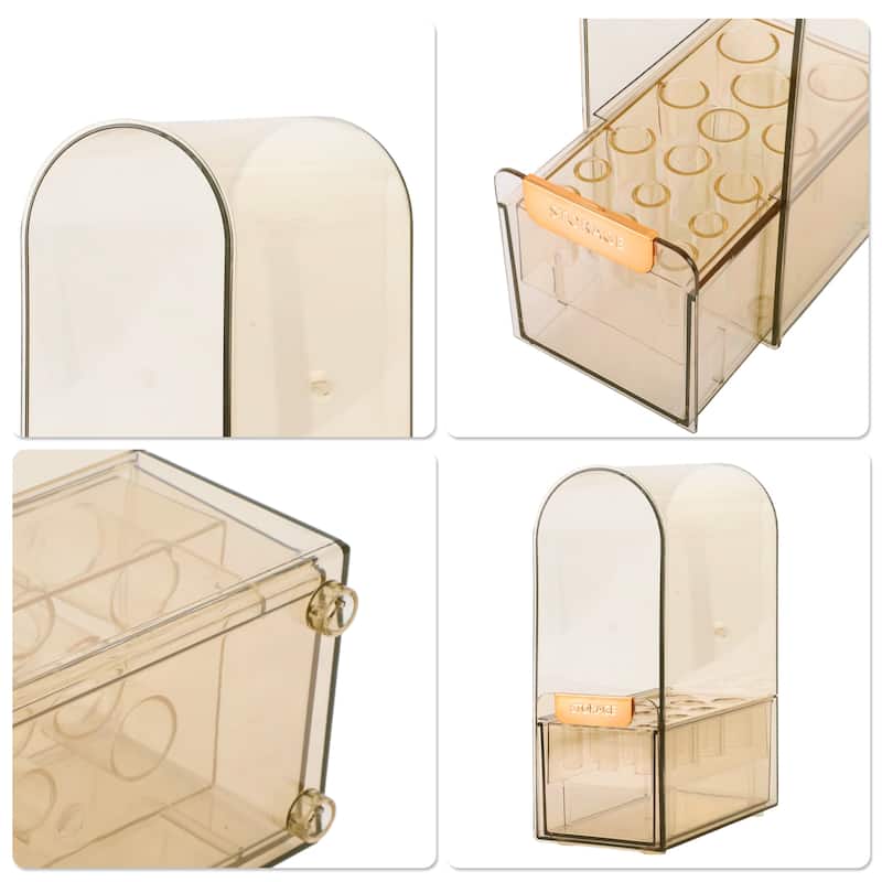 Makeup Organizer Dust-proof Makeup Organizer for Vanity Holder for Brush Brown - 6.69"x3.94"x9.84"