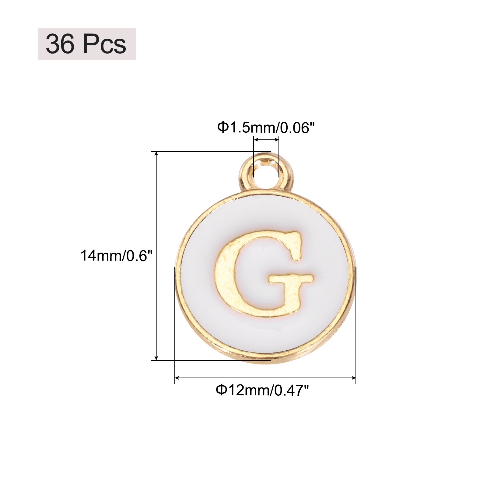 Pendants Letter Charm Initial Charm Double Sided Alphabet for DIY Necklace Bracelet Earrings Jewelry Making - Gold & White