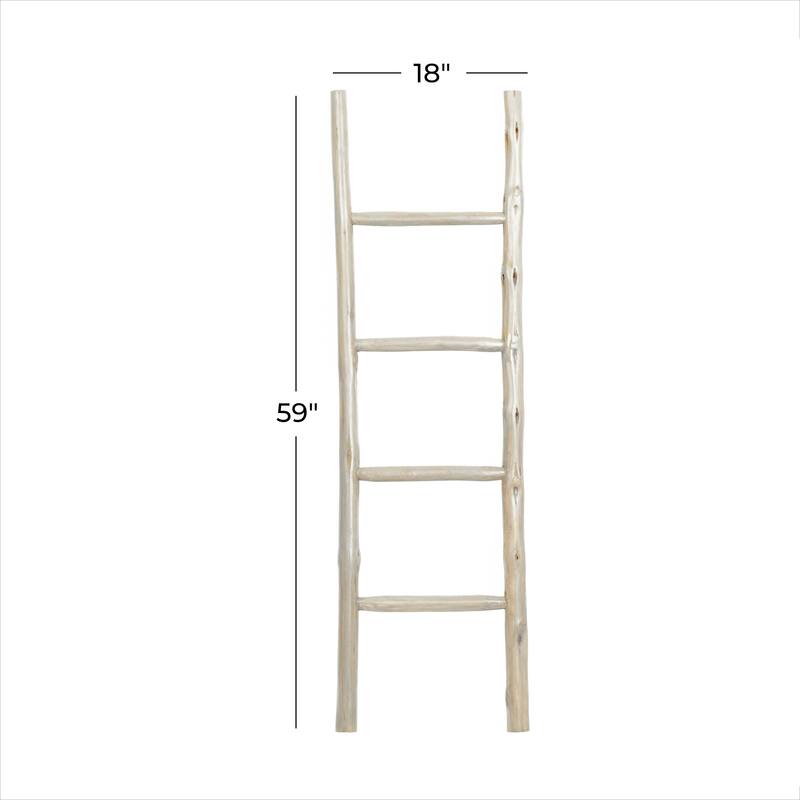 Brown Teak Wood Handmade 4 Rack Ladder