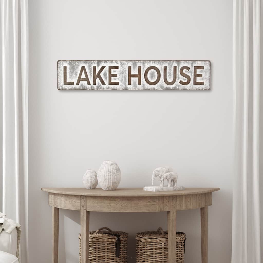 Roven Large Galvanized "Lake House" Sign