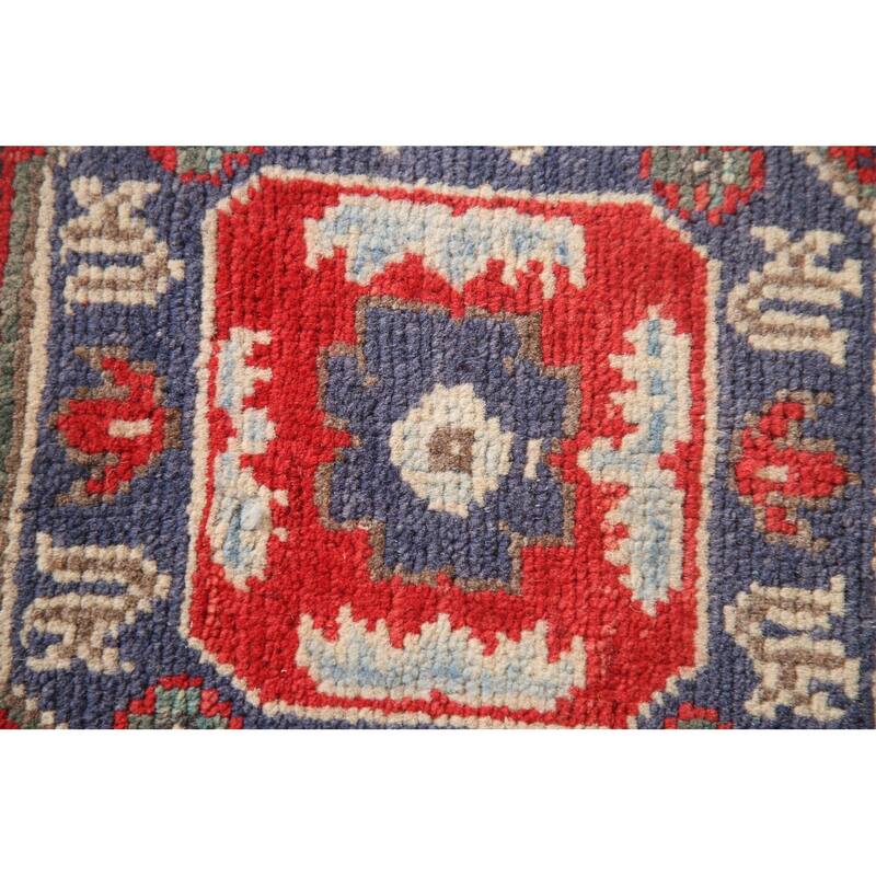 Kazak Accent Rug Hand-Knotted Geometric Beige Wool Carpet - 2'9" x 4'1"
