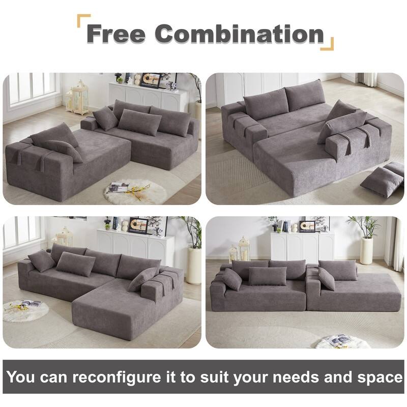 Upholstered 108" L with 6 Pillows Left Chaise Sectional Sofa