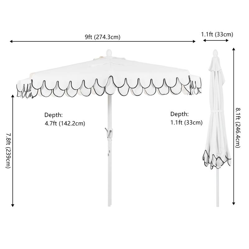 9 ft Market Patio Half Umbrella with Crank, Tilt Button and UV Protection