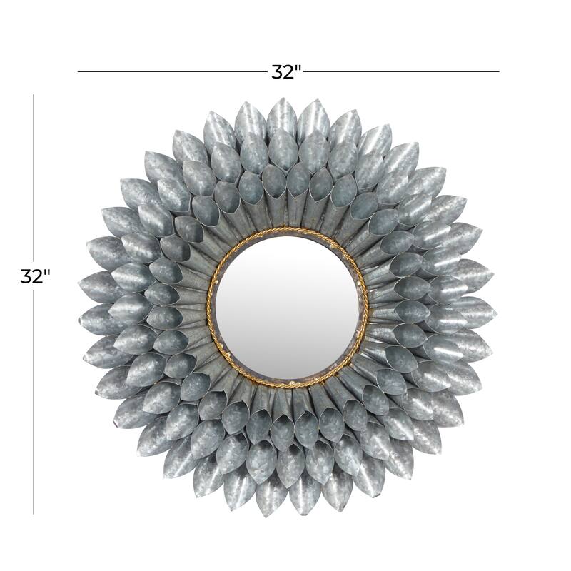 Grey Iron Contemporary Wall Mirror 32 x 32 x 4 - 32 x 4 x 32Round