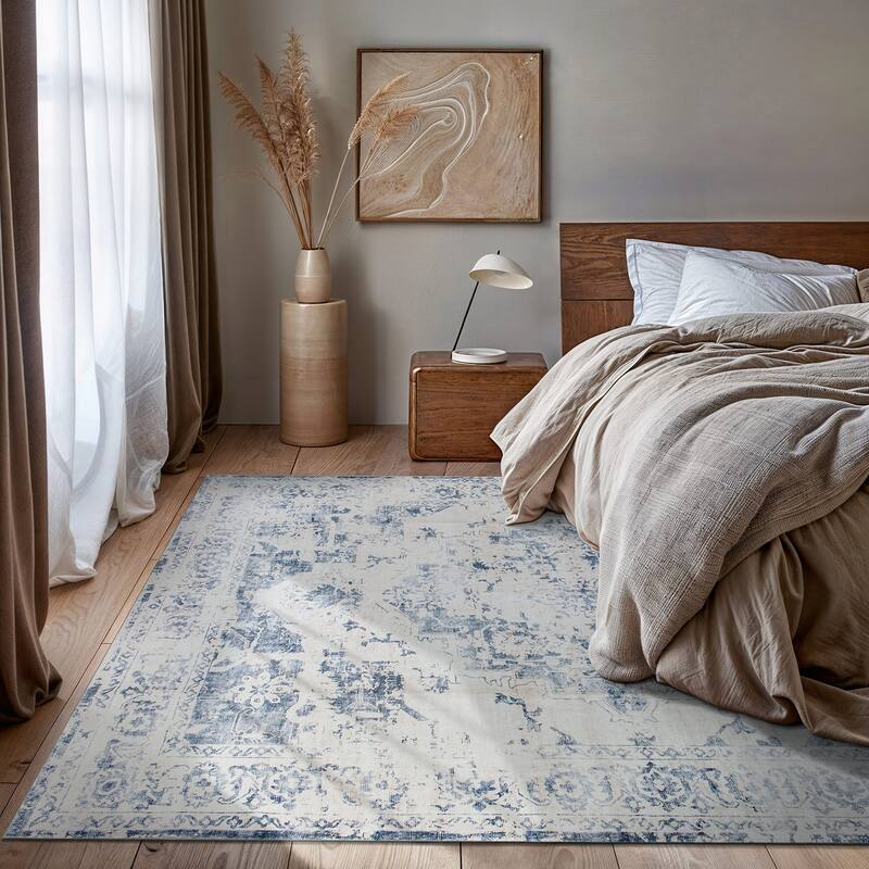 World Rug Gallery Traditional Vintage Distressed Washable Non Slip Area Rug