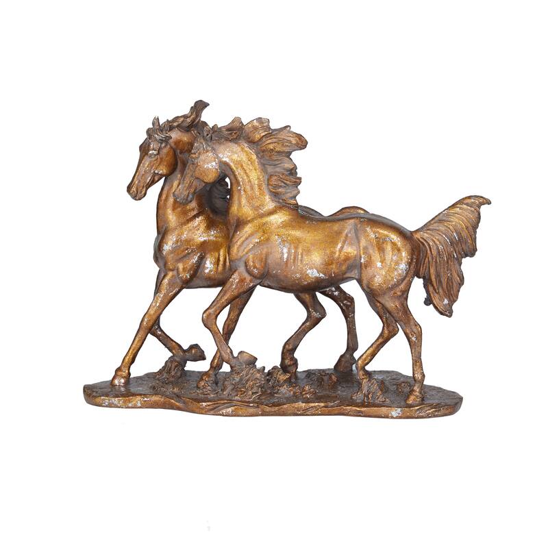 Bronze Polystone Horse Decorative Sculpture - 6"W x 14"L x 11"H