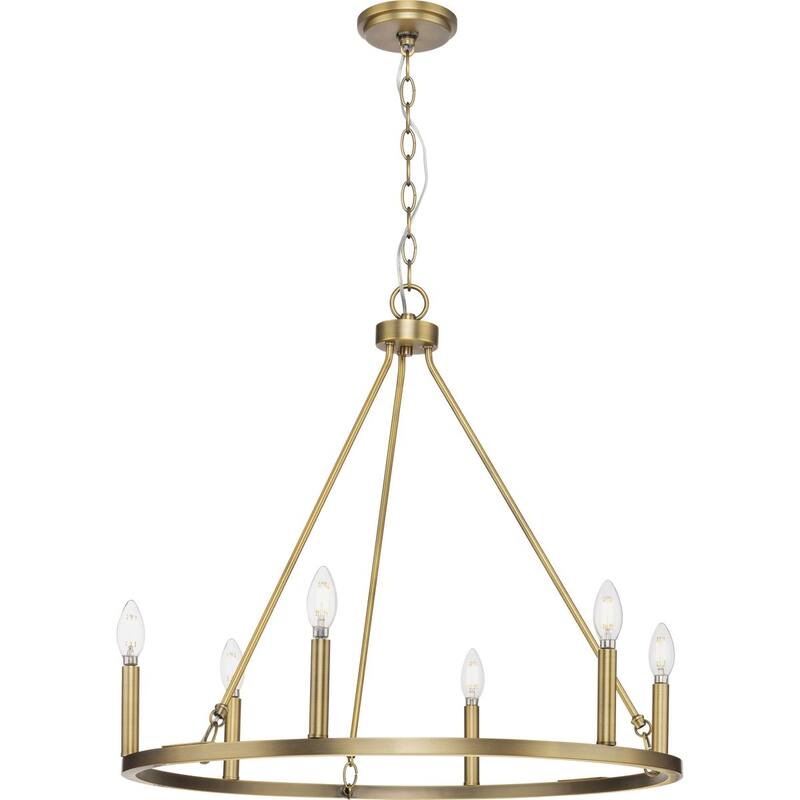 Gilliam Collection Six-Light Vintage Brass New Traditional Chandelier - 27.62 in x 27.62 in x 24.87 in