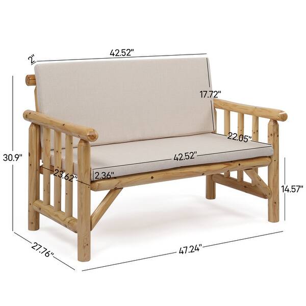 Cedar 4-Piece Wood Patio Conversation Set with Beige Cushions for ...