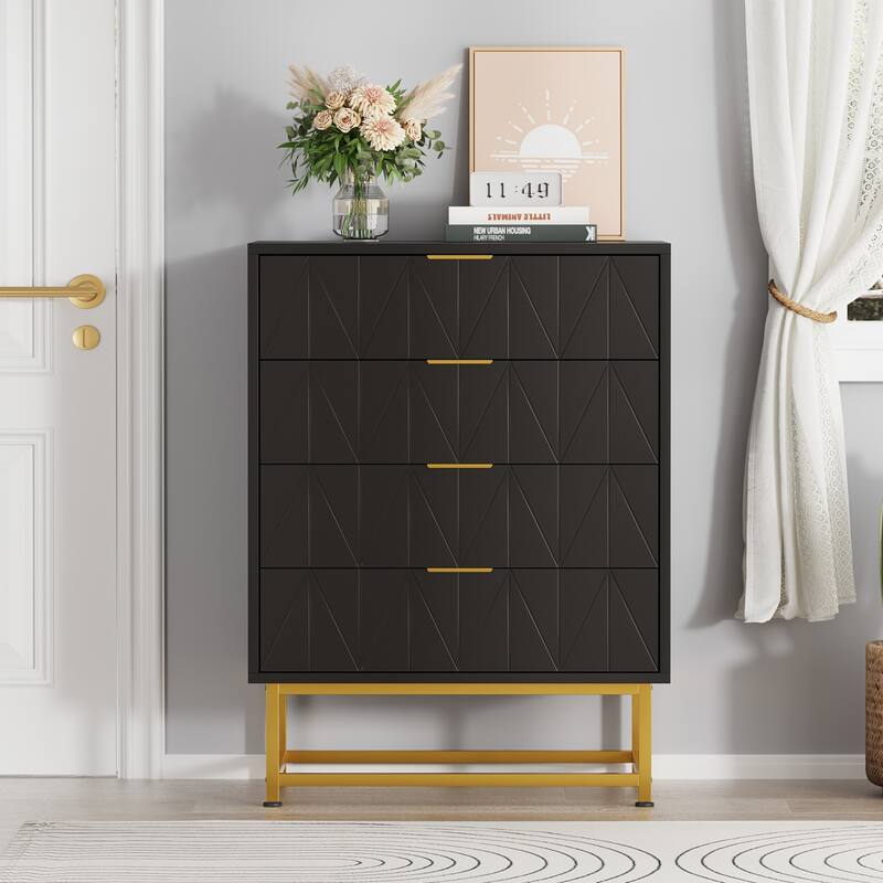 4 Drawer Dresser - 32 Inch Tall Modern Dresser Drawers