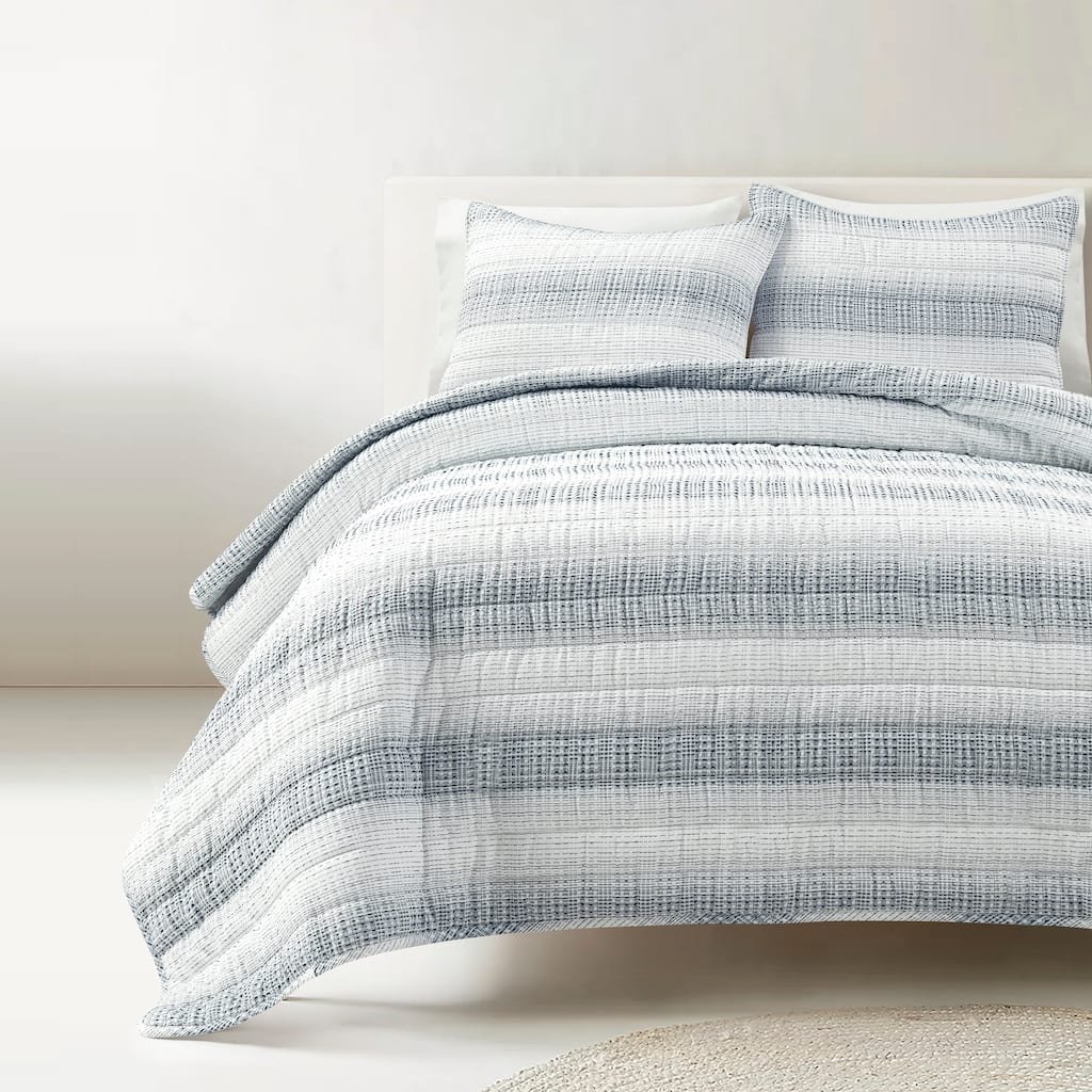 Lush Decor Yarn Dyed Textured Stripe Waffle Quilt 3 Pieces Set