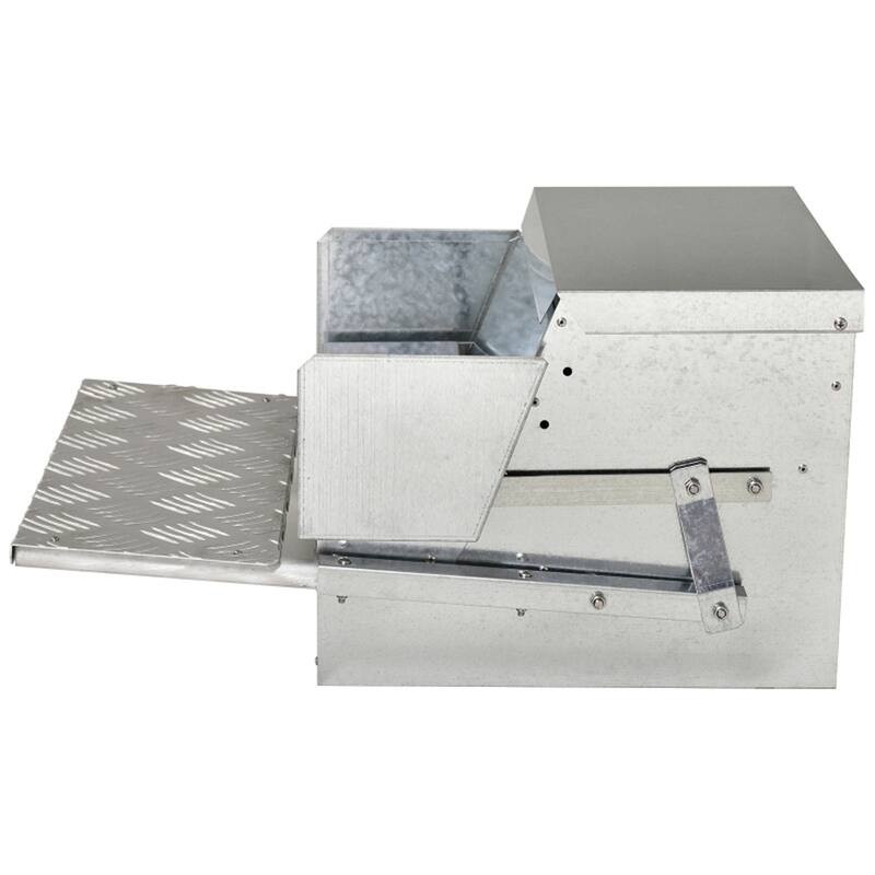 Durable Aluminum Chicken Feeder with Lid for Dry Feed - Silver - 16.5" L x 22" D x 11.25" H