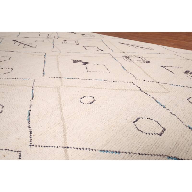Moroccan Abstract Area Rug Handmade Wool Carpet - 7'11" x 11'6"