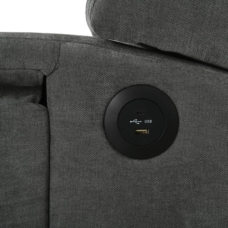 Pushback Recliner with Foldable Side Table & USB Ports