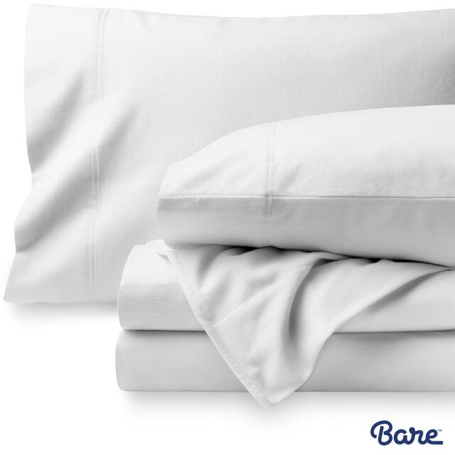 Bare Home Velvety Soft Cotton Flannel Deep Pocket Sheet Set - Queen - White