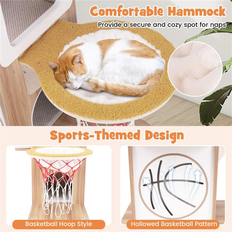 47-Inch Wooden Cat Condo with 2-Story Design, Luxury Perches, Soft Cushions & Natural Jute Scratching Posts - 31" x 15" x 47"