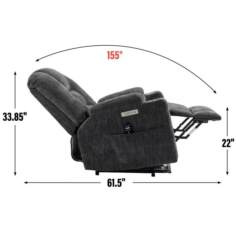 Large Power Lift Recliner with Massage & Heat - Heavy Duty Wide Recliner Chair for Elderly, USB/Type-C Charging, Cup Holders