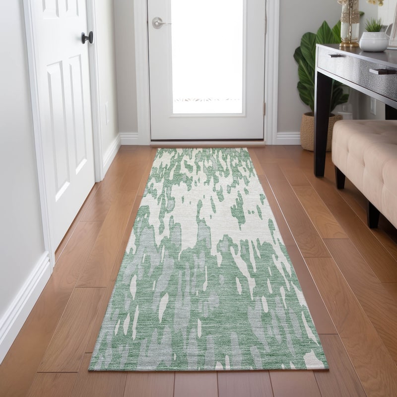Machine Washable Indoor/ Outdoor Abstract Chantille Rug
