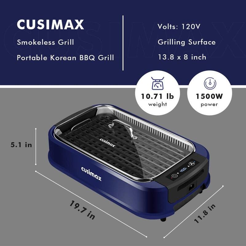 Elexnux 1500W Smokeless Electric Portable Indoor Grill Bed Bath
