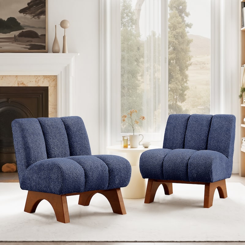 Art Leon Set of 2 Comfortable Armless Accent Chair Sectional - Blue