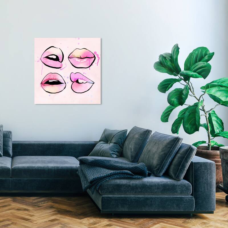 Wynwood Studio Canvas Fashion and Glam Pastel Lips Pink and Light Pink Modern & Contemporary Wall Art Canvas Print - 30 x 30