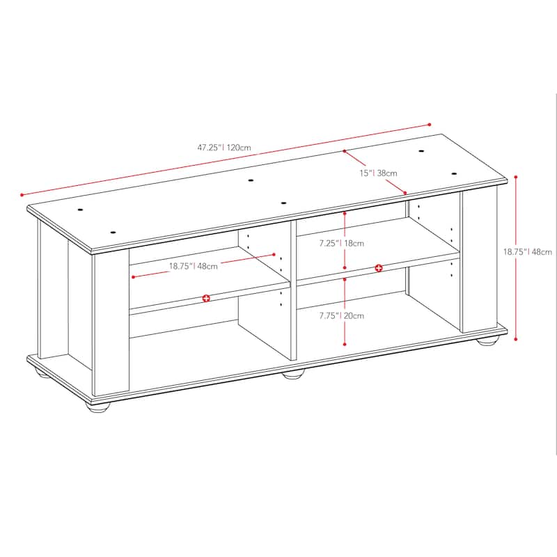 Black TV Stand, accommodates TVs up to 55" or 75"