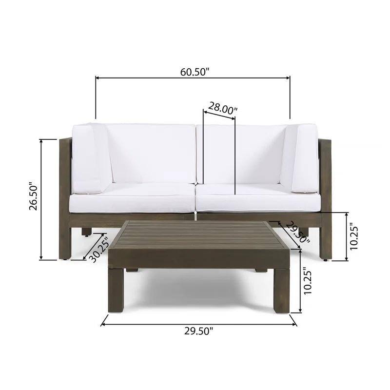 3-Piece Love Seat Set With Coffee Table, Configure the seating components
