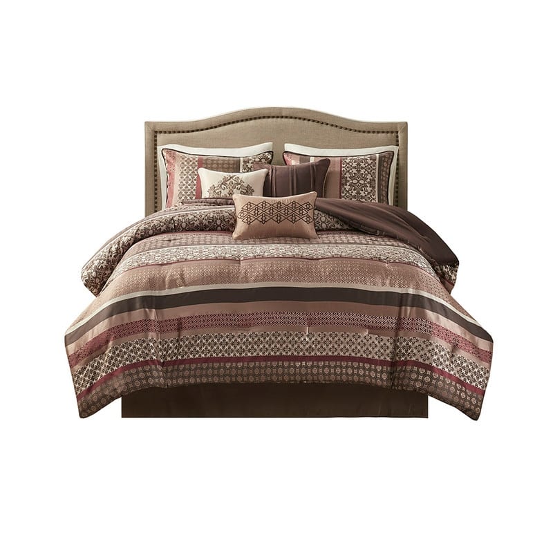 7-Piece Jacquard Comforter Set - Elegant Traditional Bedding Ensemble