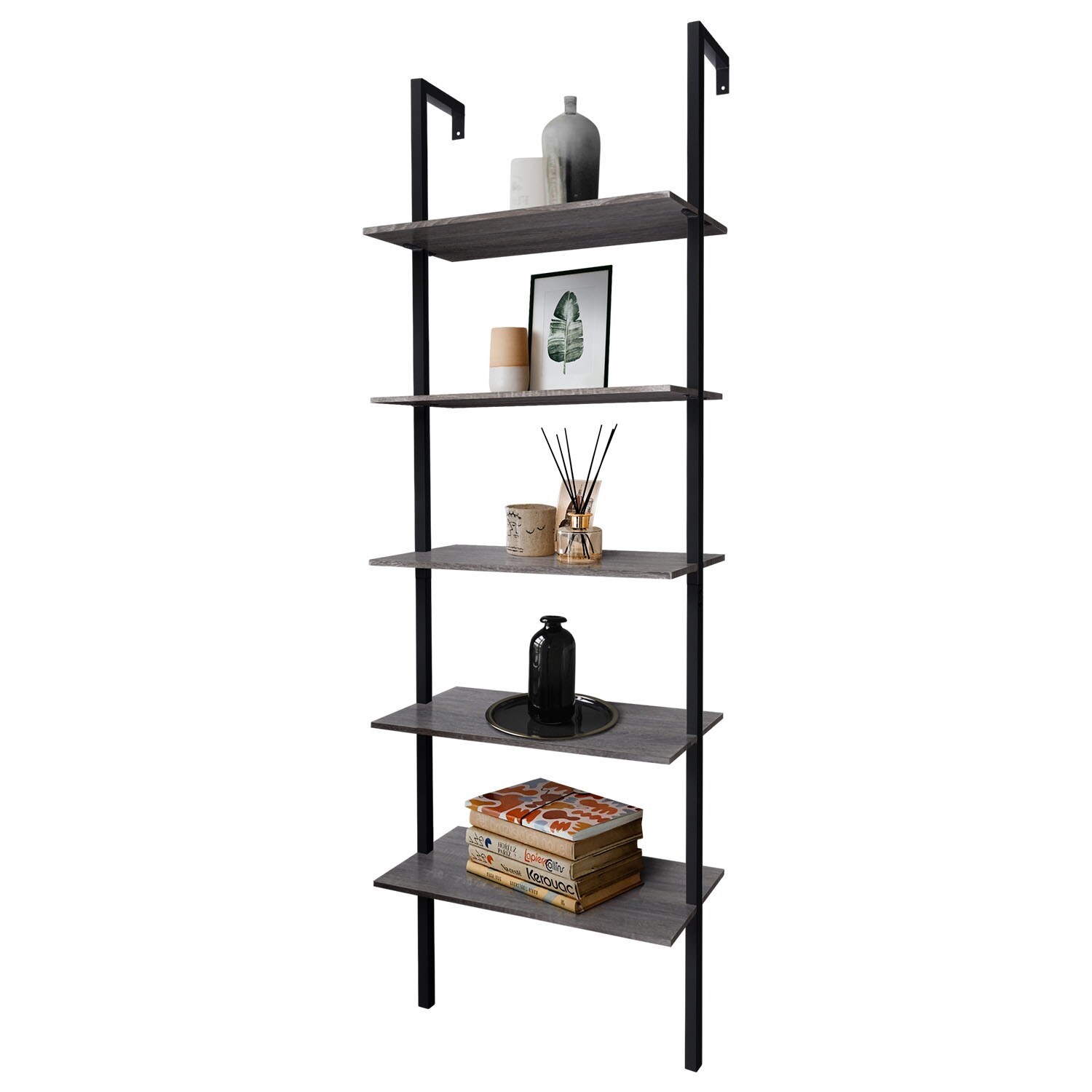 Zenvida 5 Shelf Modern Bookcase Wall Mount 72 Ladder Bookshelf Industrial Metal Frame Open Shelves For Home Office Overstock 32462800 Modern wall mount bookshelf help in the sorting, storage, and display of books. zenvida 5 shelf modern bookcase wall mount 72 ladder bookshelf industrial metal frame open shelves for home office