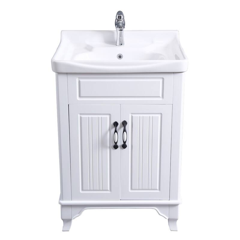30" Adeline White Bathroom Vanity with Sink, Faucet, Drain and Overflow - White