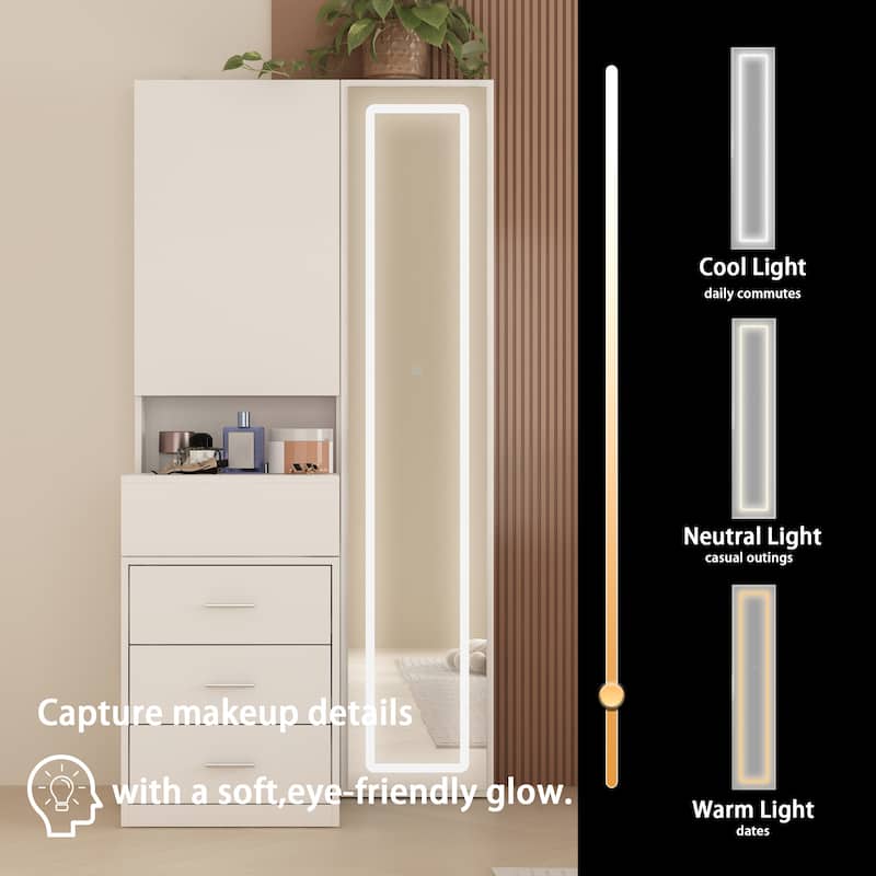 Dresser LED-Lit Vanity Dressing Cabinet with Full-Length Mirror