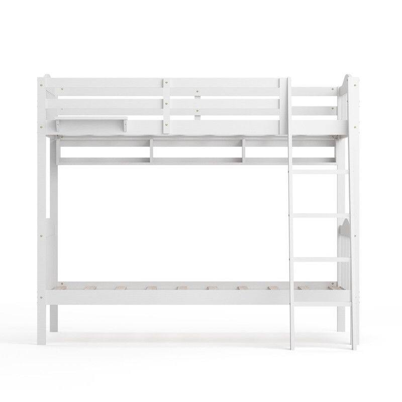 Twin Over Twin Solid Wood Bunk Bed for Kids and Adults, No Box Spring Required