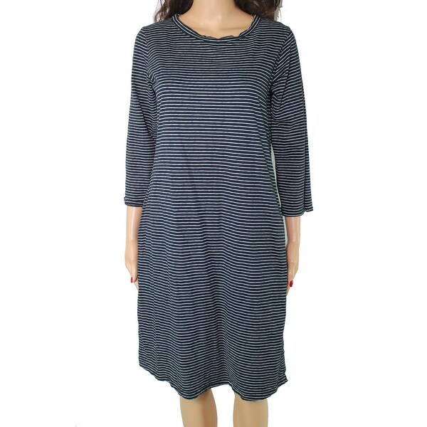 blue black striped dress